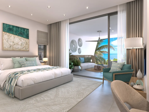 Vue depuis une chambre sur Le Morne Brabant dans une résidence front de mer de luxe à l’île Maurice – Ohana Heritage Group