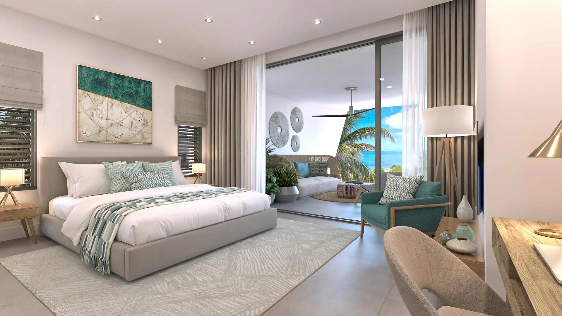 Vue depuis une chambre sur Le Morne Brabant dans une résidence front de mer de luxe à l’île Maurice – Ohana Heritage Group