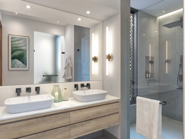 Salle de bain haut de gamme dans le penthouse de la résidence The Peninsula, île Maurice – Ohana Heritage Group