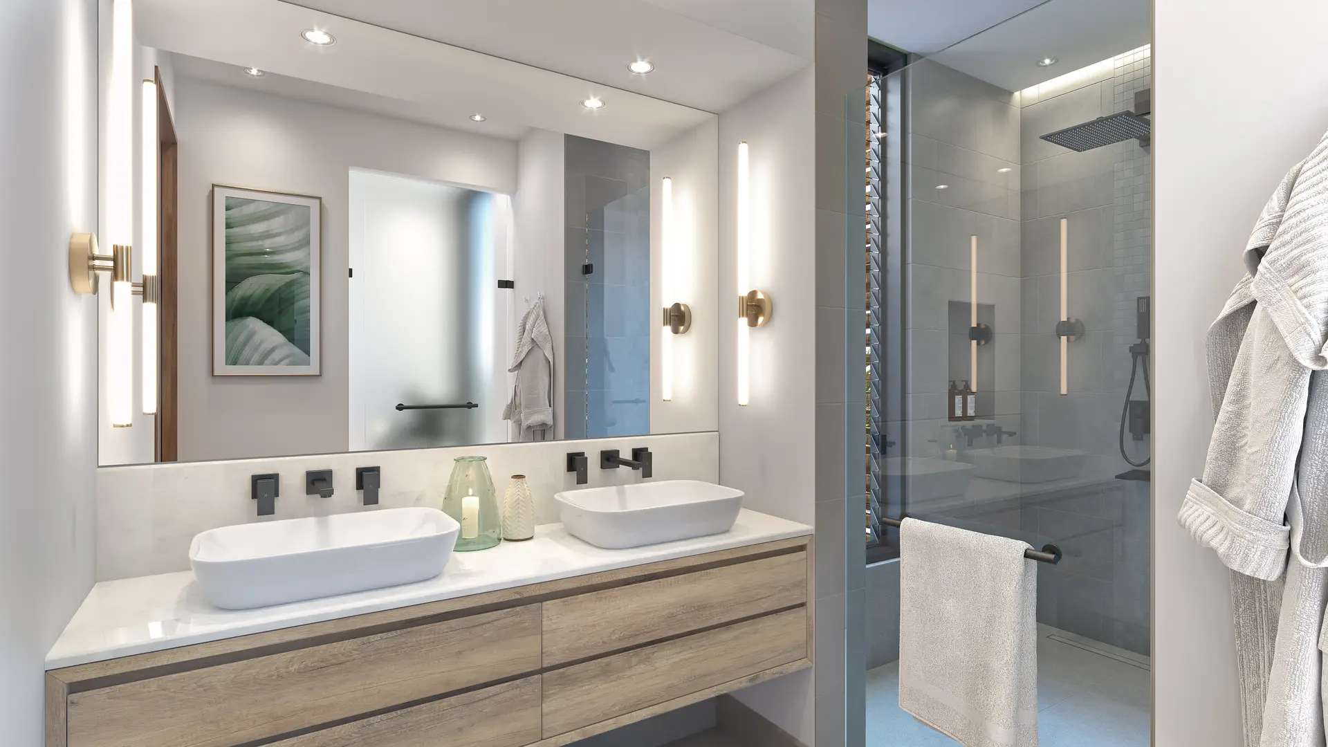 Salle de bain haut de gamme dans le penthouse de la résidence The Peninsula, île Maurice – Ohana Heritage Group