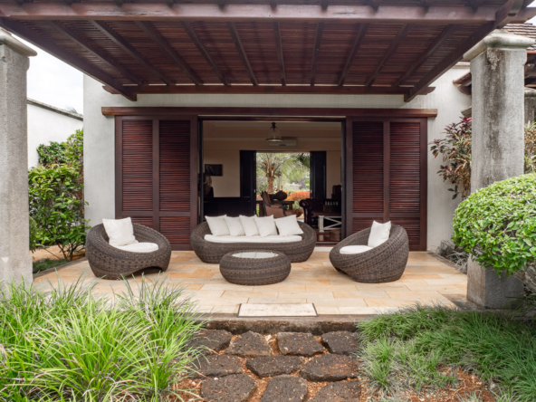 Luxury villa with private pool and lush tropical garden in Tamarina Golf Estate