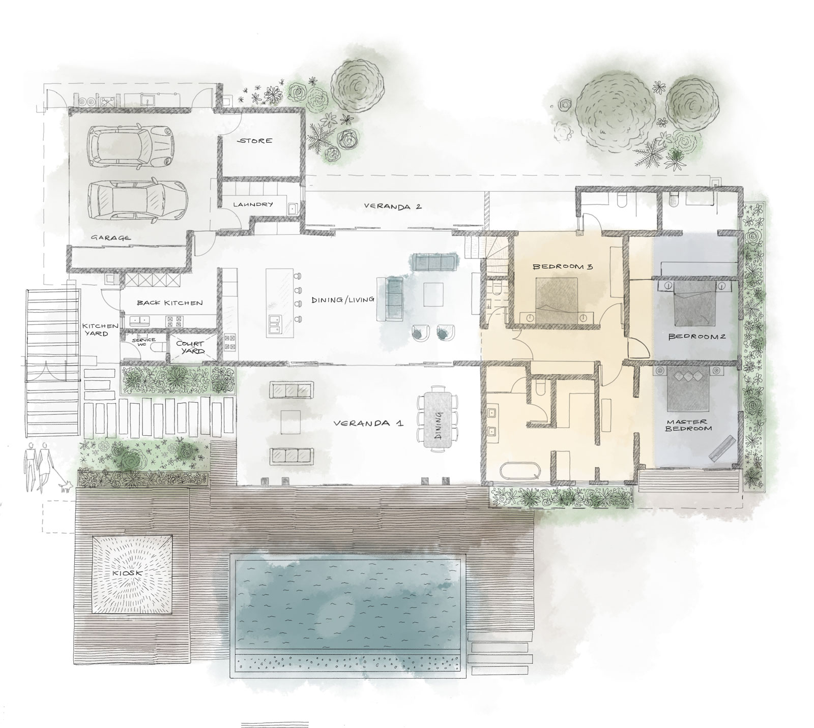 Découvrez le plan de la villa Les Belouguet au sein du projet Les Maisons de Bonneval à Tamarin. Une propriété contemporaine de prestige à vendre à l’île Maurice. By Ohana Heritage