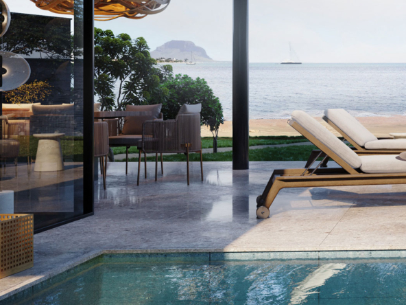 Piscine de villa pieds dans l’eau à Tamarin avec vue sur la mer – propriété exclusive Ohana Heritage Group