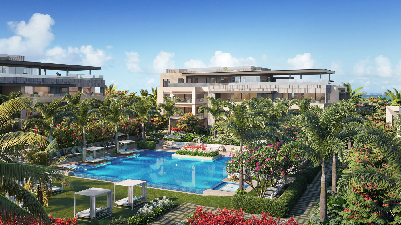 Piscine commune élégante dans une résidence haut de gamme à Mont Choisy – penthouse à vendre Ohana Heritage Group