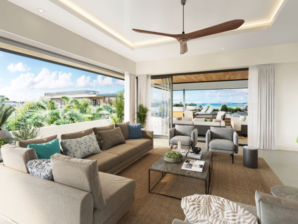 Salon lumineux avec finitions de luxe dans un penthouse à vendre à Mont Choisy – Ohana Heritage Group