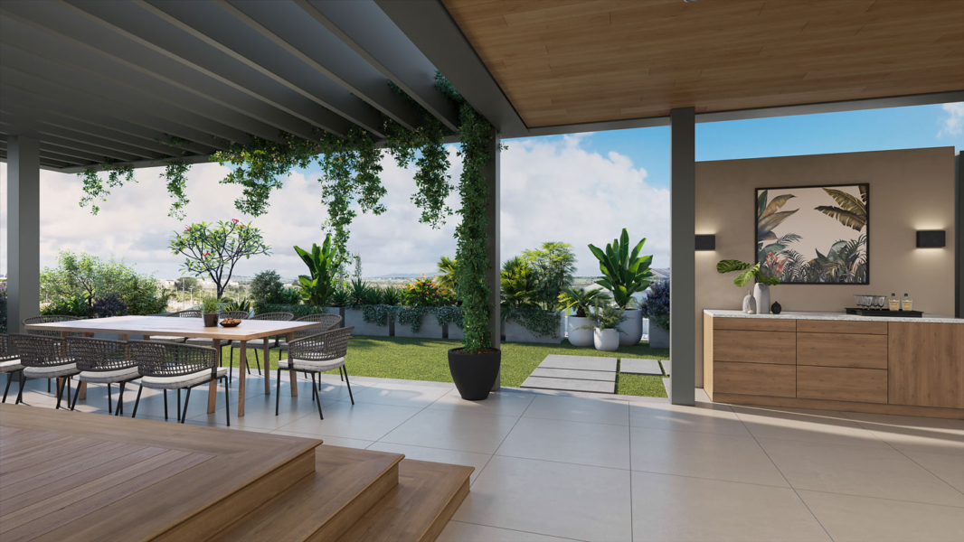 Terrasse de luxe avec vue mer dans un penthouse à Mont Choisy, île Maurice – Ohana Heritage Group