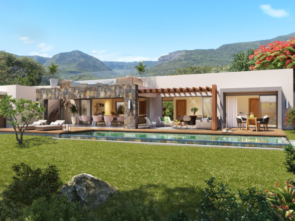 Vue sur La Balise Marina et l’océan depuis une résidence de prestige à Rivière Noire – Ohana Heritage Group