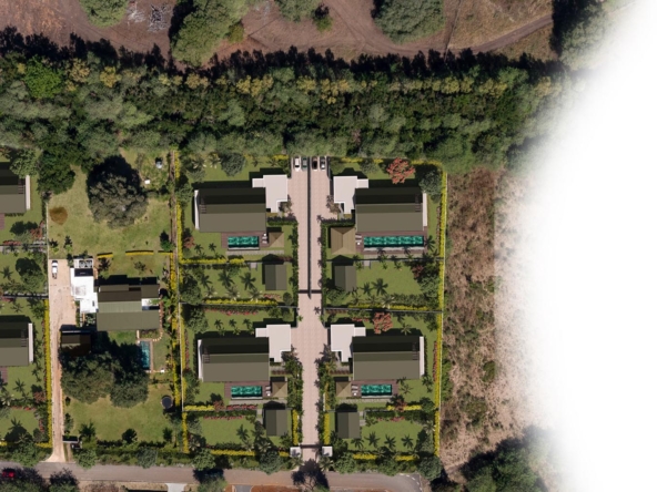 Plan du site illustrant l’emplacement des villas dans le projet Les Maisons de Bonneval à Tamarin