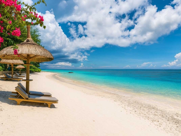 “Terrain à l’île Maurice présenté par Ohana Heritage, avec plage de sable blanc et lagon turquoise pour un projet immobilier en front de mer”