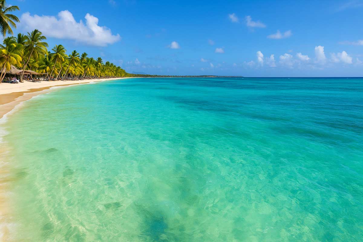 Terrain pieds dans l’eau à Trou aux Biches, directement sur une plage splendide avec mer turquoise et lagon calme"